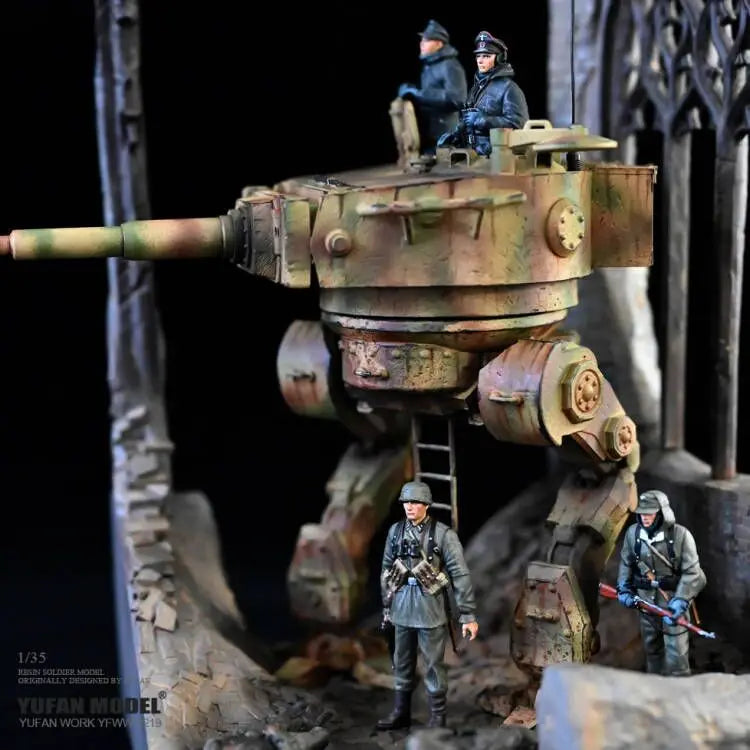 WWII German Alternate History Walking Tank with Crew 1/35 Resin Diorama Kit - resin model view 3