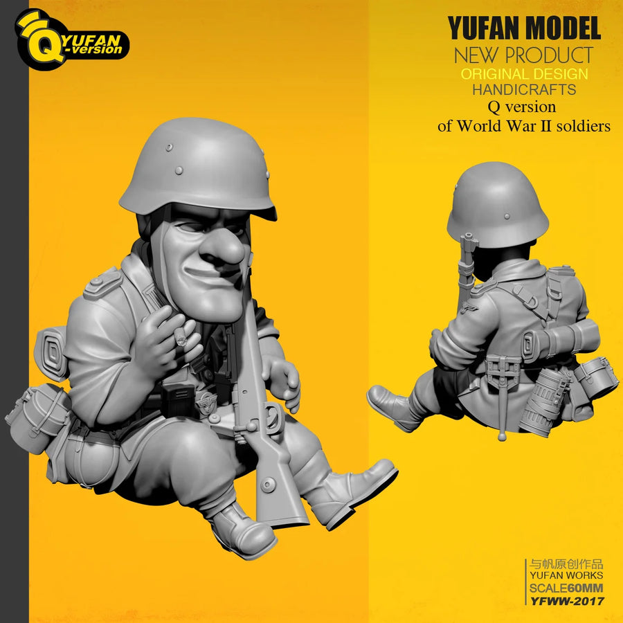 WWII German Soldier with Helmet 1/35 Resin Figure Kit - 1/35 resin model view 3