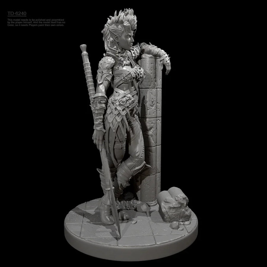 Warrior Woman with Axe and Pillar - 50mm Resin Figure Kit - 50mm resin model view 4