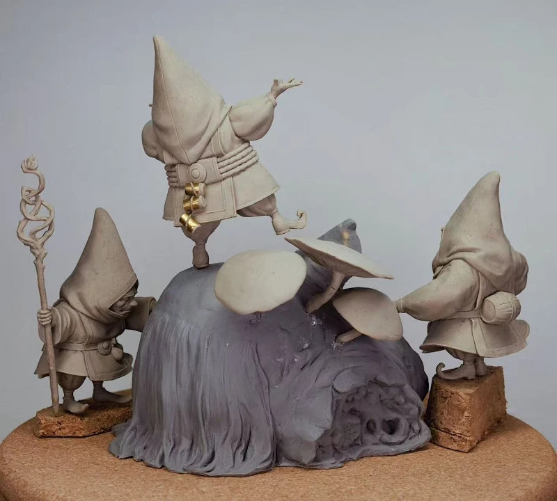 Gnome Wizards with Troll Head Resin Diorama Figure Set - resin model view 2
