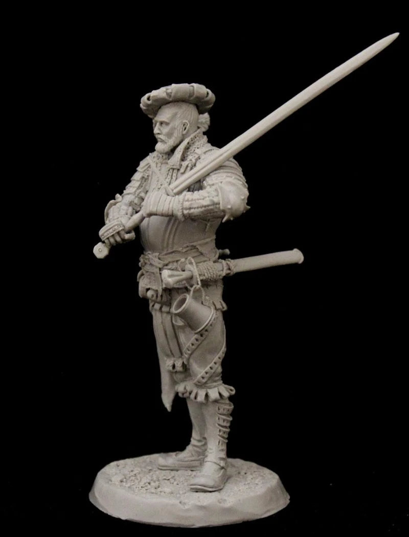 Renaissance Spanish Conquistador Captain with Sword 75mm Resin Figure Kit - resin model view 4