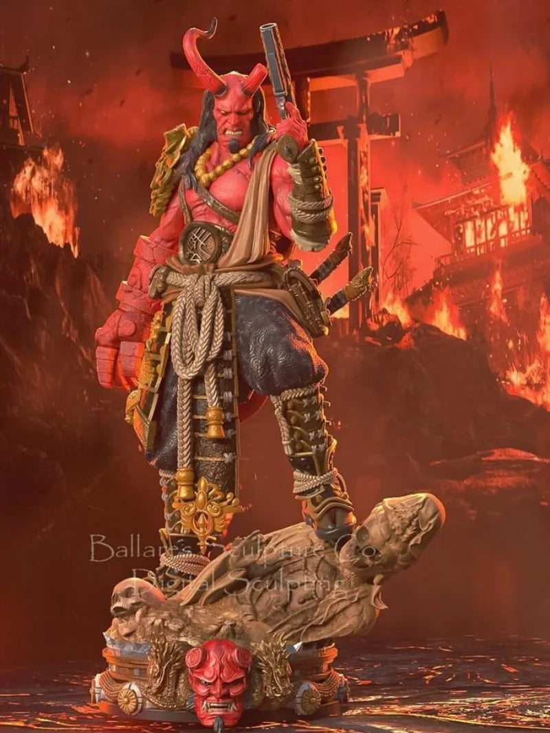 Hellboy Fantasy Demon Warrior with Gun 90mm Resin Figure Kit - resin model view 2