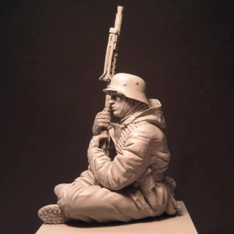 WWII German Soldier Seated with MG Ammunition Belt 1/16 Resin Figure Kit - resin model view 2