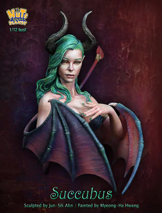 Succubus Demon with Horns & Wings 1/12 Resin Bust - 1/12 resin model view 3