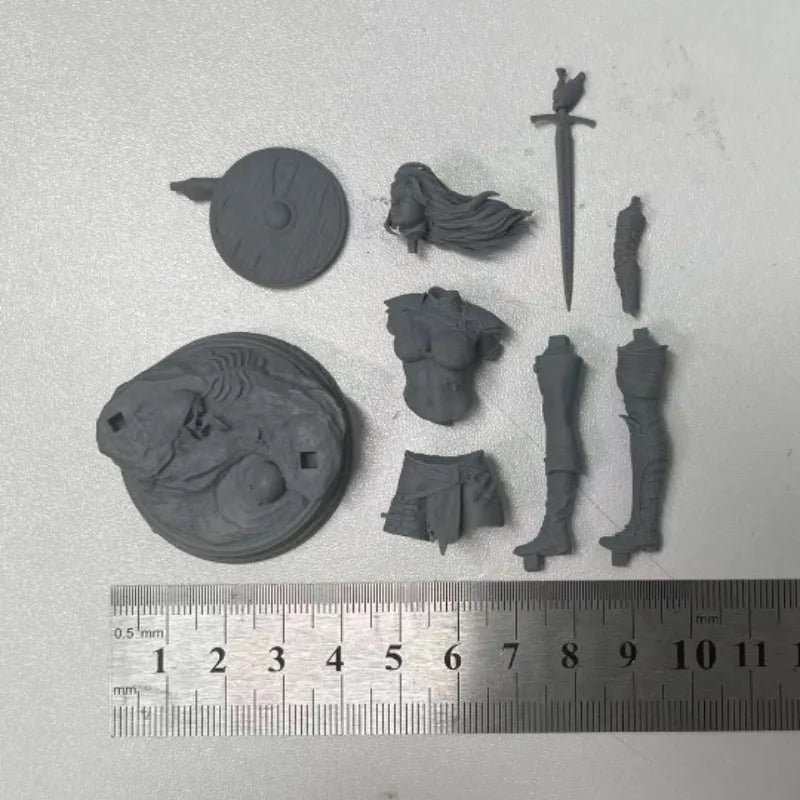 Fantasy Female Barbarian Warrior with Sword and Shield 1/24 Resin Figure Kit - resin model view 3