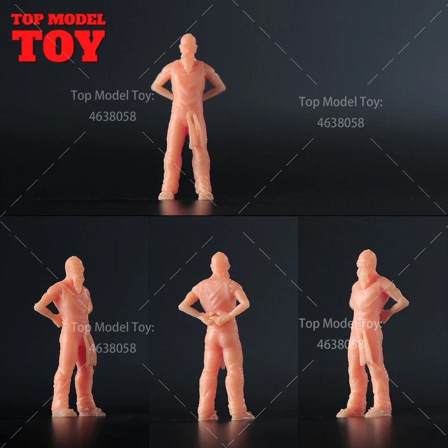 Bald Martial Arts Master with White Beard 1/64 Resin Figure - 1/64 resin model view 3