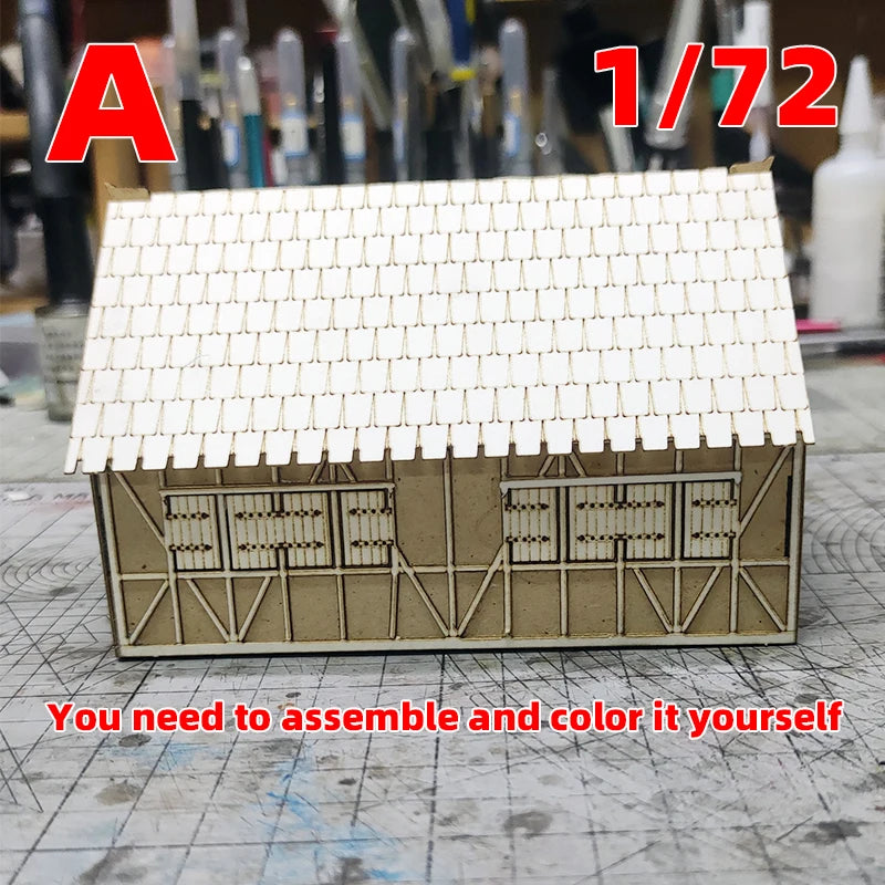 1:72 Scale European Rural Half-Timbered House Resin Terrain Diorama Kit - 1/72 resin model view 5