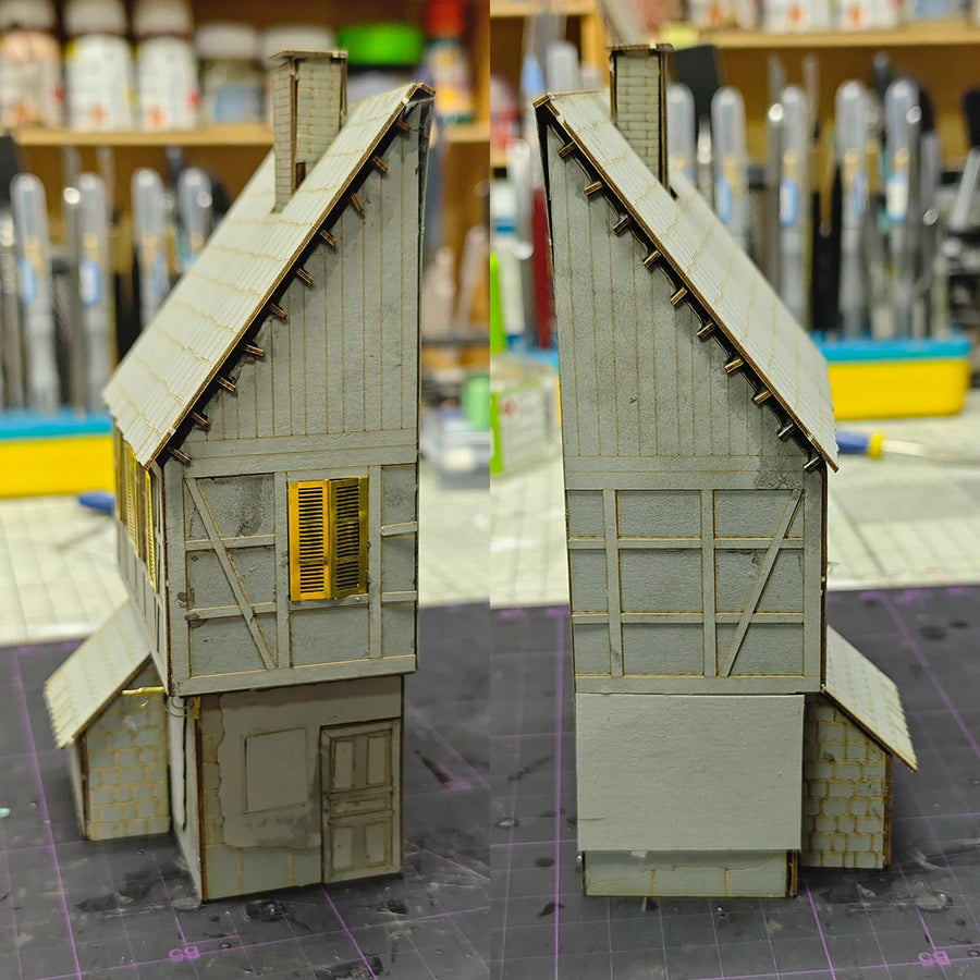 Medieval Half-Timbered Manor House 1/64 Resin Terrain Kit - 1/64 resin model view 4