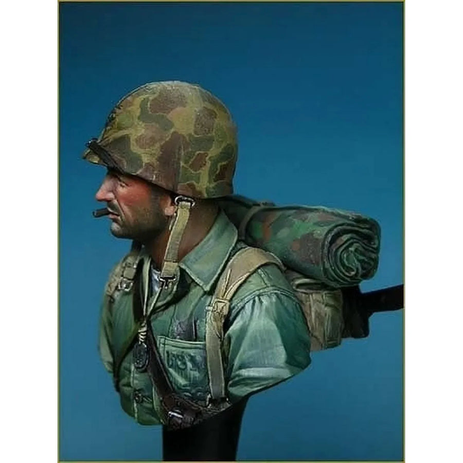 WWII US Marine Corps Officer 1/10 Scale Resin Bust - 1/10 resin model view 4