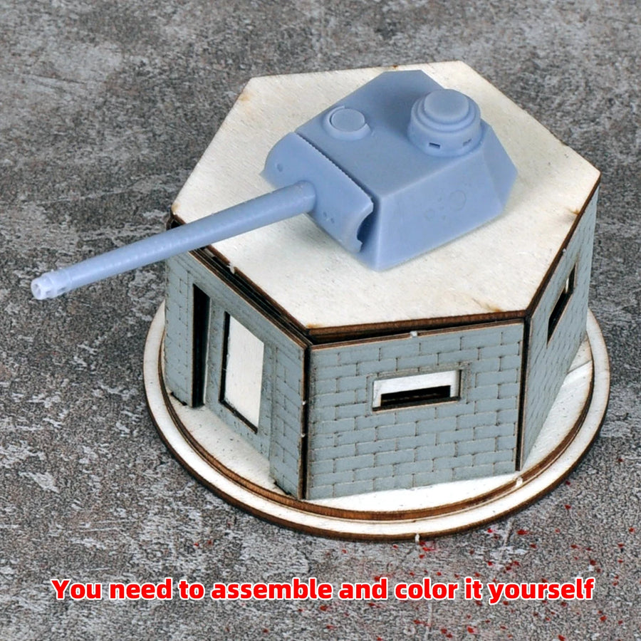 Concrete Bunker Pillbox Hexagonal Fort 1/72 Resin Terrain Kit - 1/72 resin model view 5