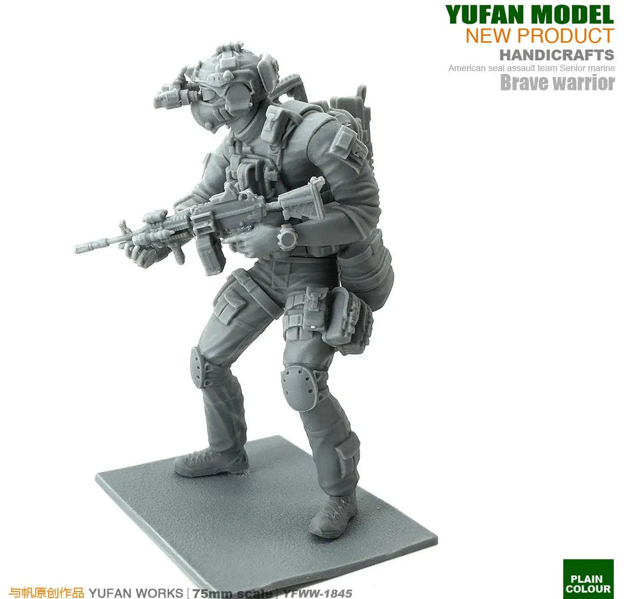 American Seal Assault Operator Bearded Head 75mm Resin Figure Kit - 75mm resin model view 4