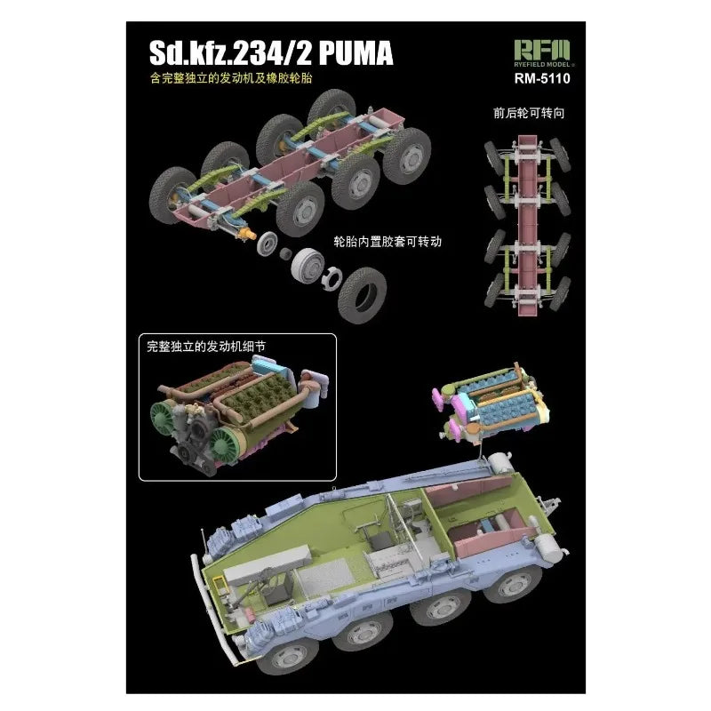 German Sd.Kfz.234/2 Puma Armored Car 1/35 Resin Model Kit - 1/35 resin model view 2
