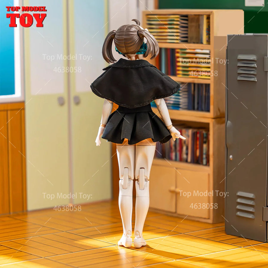 Anime School Girl in Black Cape and Dress Shirt 1/12 Resin Figure - 1/12 resin model view 4