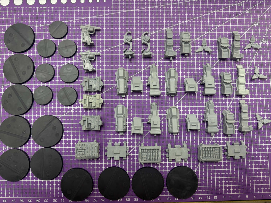 Sci-Fi Military Base Expansion Resin Model Kit with Turrets & Structures - resin model view 2