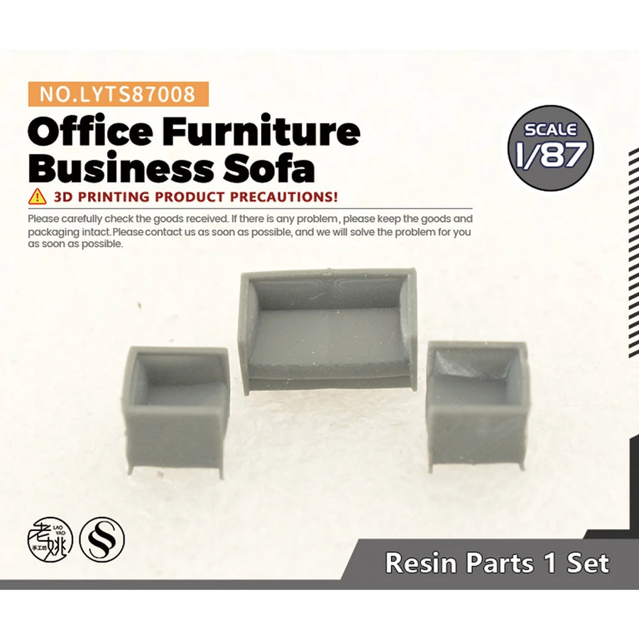 Modern Furniture Set (Chairs & Sofa) 1/87 Resin Diorama Accessory - resin model view 3