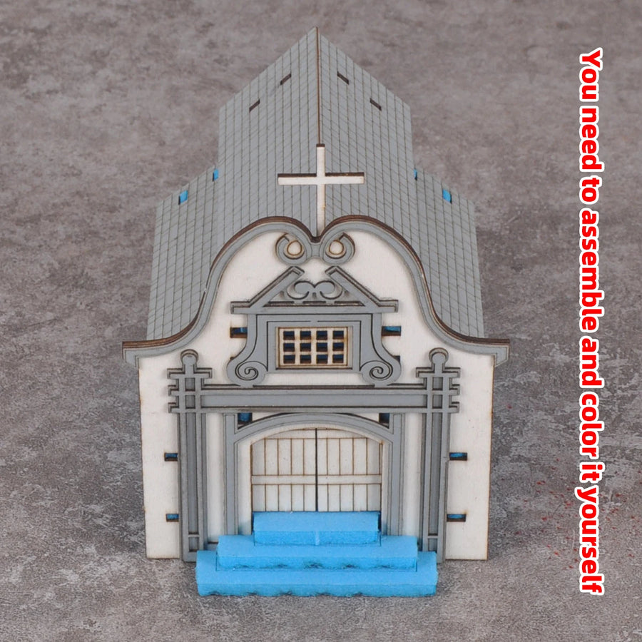 European Church Cathedral with Bell Tower 1:72 Resin Terrain Model Kit - 1/72 resin model view 6