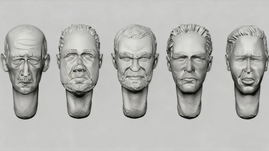 1/35 Scale Resin Male Head Busts Set with Replacement Parts - 1/35 resin model view 2
