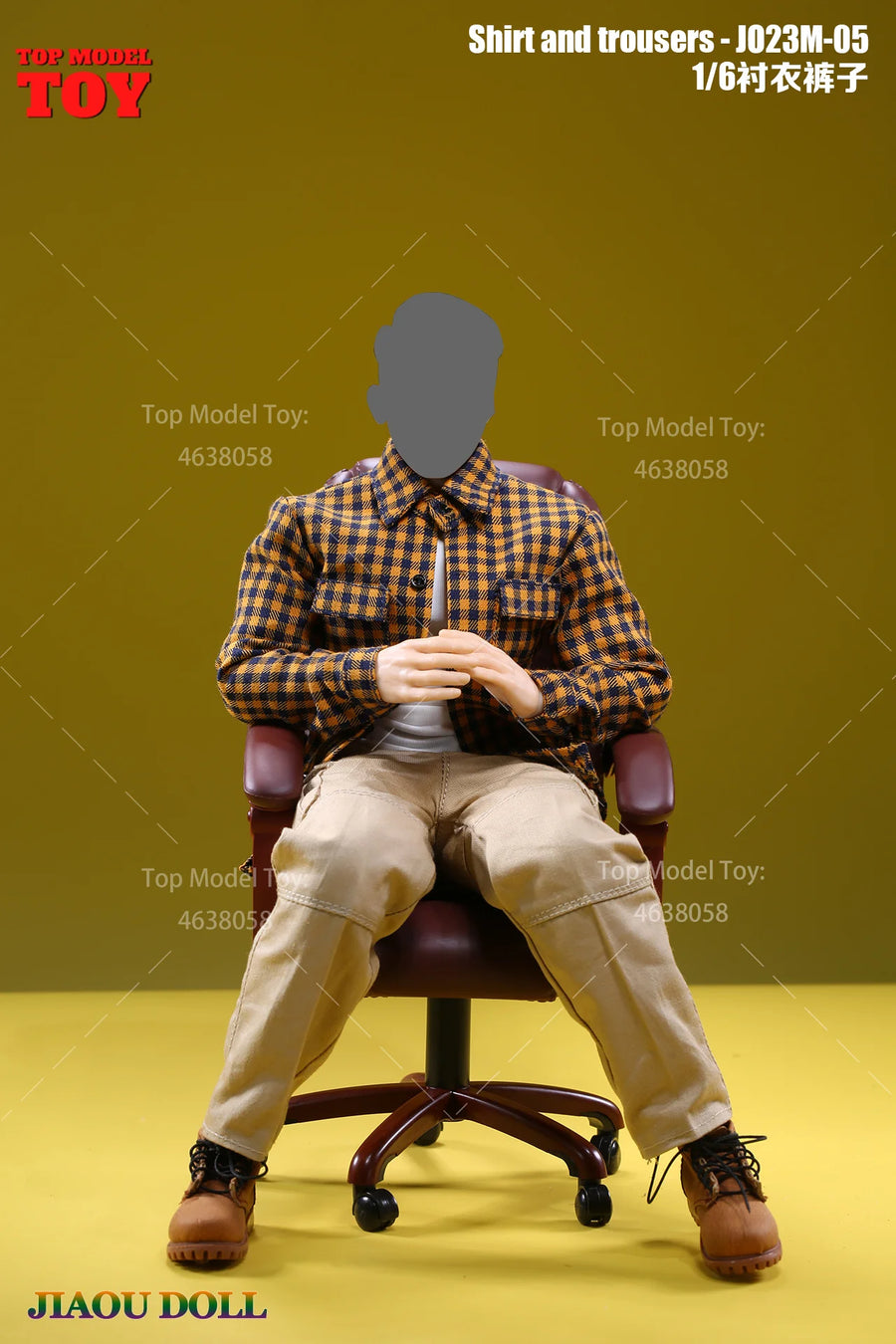 1/6 Scale Casual Male Figure Clothing Set - Plaid Shirt & Trousers Resin Kit - 1/6 resin model view 3
