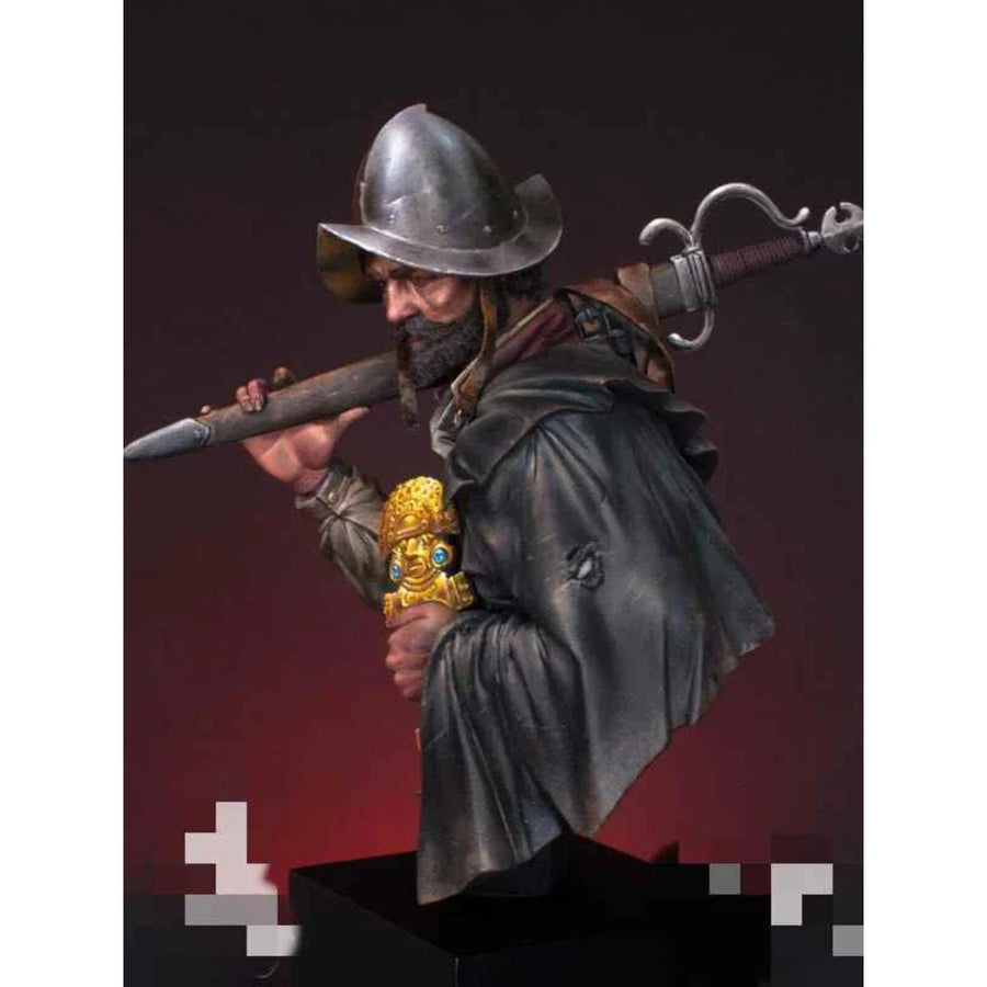 Spanish Conquistador with Axe 1/12 Scale Resin Bust Figure - 1/12 resin model view 2