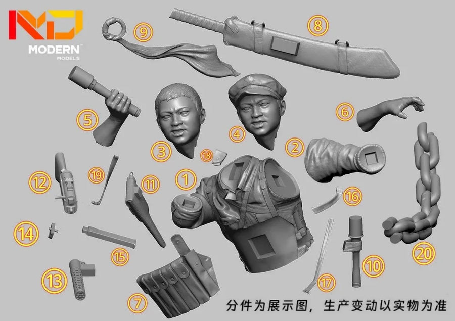 Modern Chinese Army Soldier Luding Bridge Battle Resin Bust Figure Kit - resin model view 5