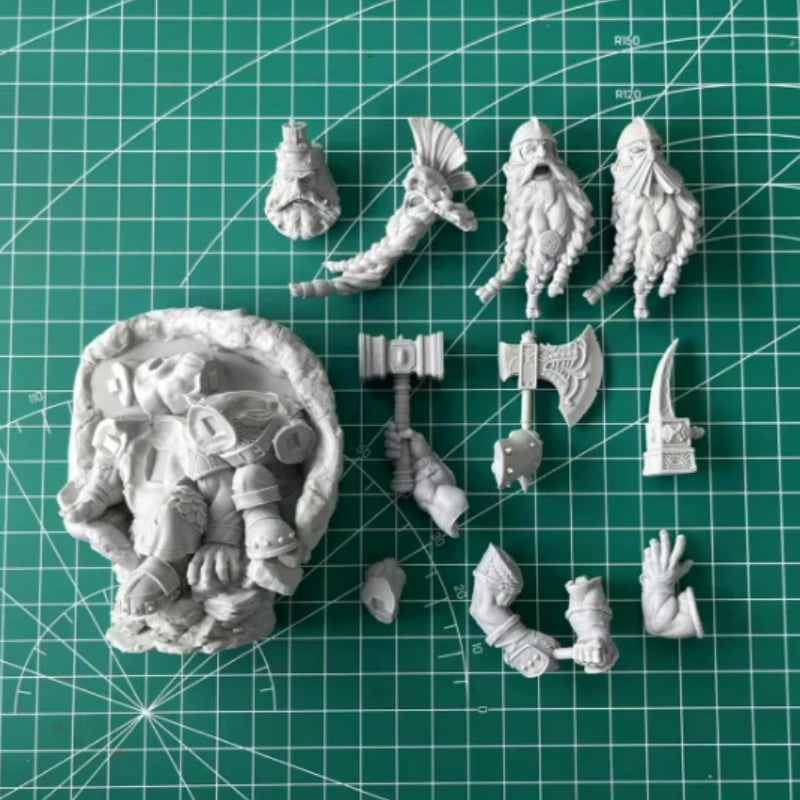 Dwarf Warrior Trio with Axes 1/24 Resin Figure Kit - 1/24 resin model view 4