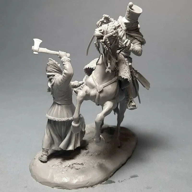Ottoman/Napoleonic Era Mounted Warrior & Attendant 54mm Resin Figure Set - resin model view 2