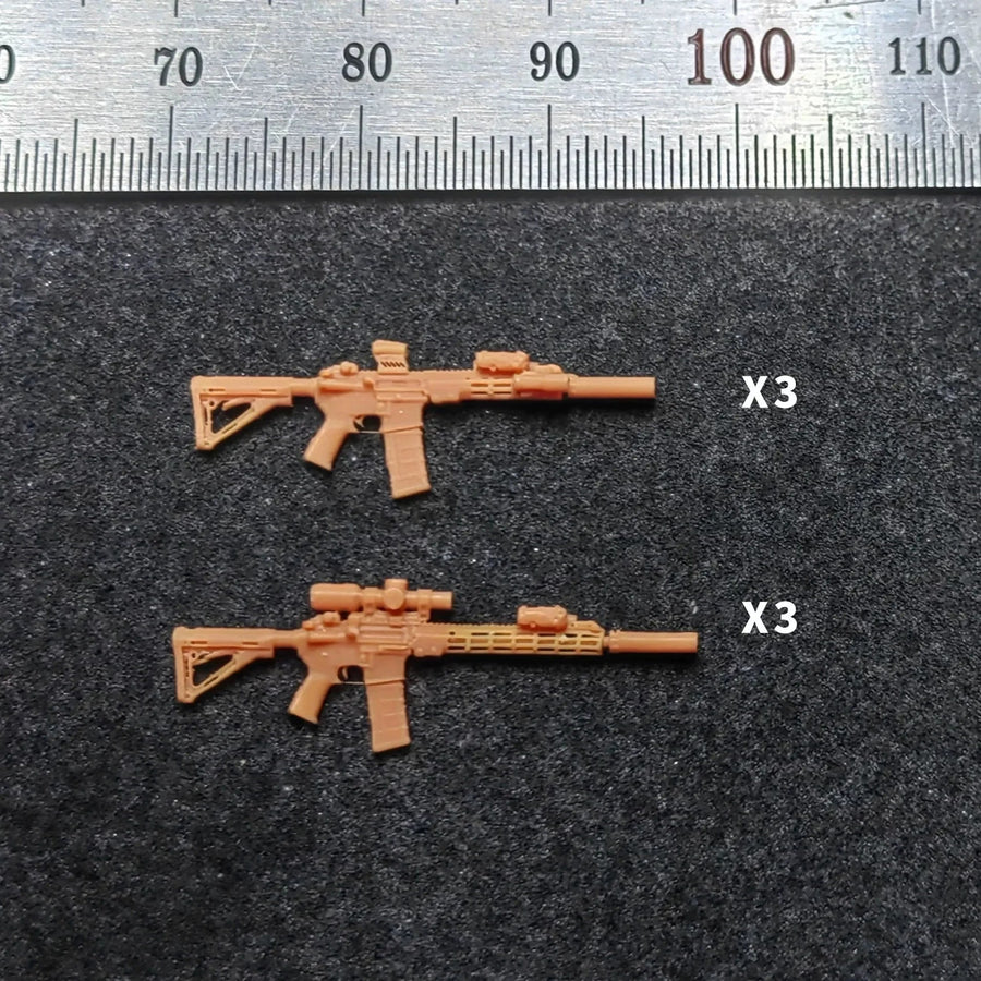 Modern US M4 Carbine Assault Rifle Set (6x) 1/35 Resin Accessory - unpainted resin model kit