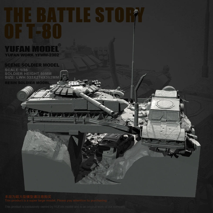 Soviet T-80 Tank Battle Diorama 1/35 Resin Model Kit - 1/35 resin model view 4