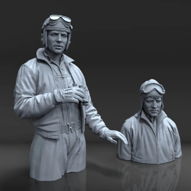 WWII US Tank Crew 1/16 Scale 2-Figure Resin Bust Set - 1/16 resin model view 2