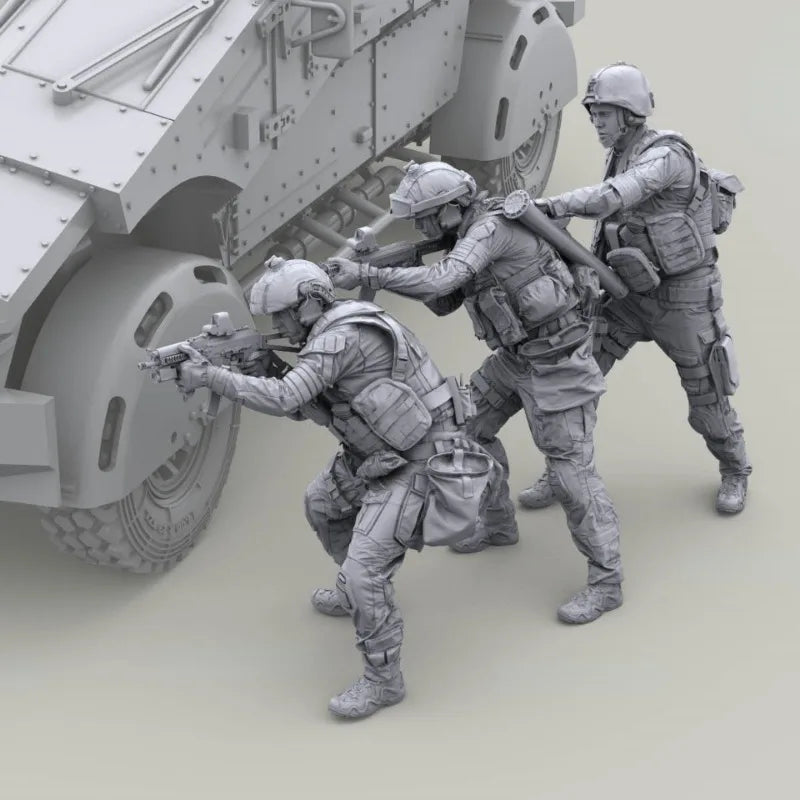 Modern Tactical Soldiers 3-Figure Set 1/35 Scale Resin Kit - 1/35 resin model view 5