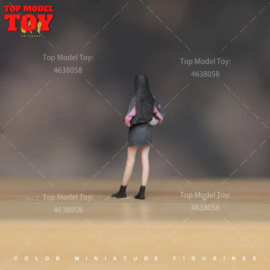 Female Motorcycle Racer Pink & Black Outfit 1/64 Resin Figure - 1/64 resin model view 2