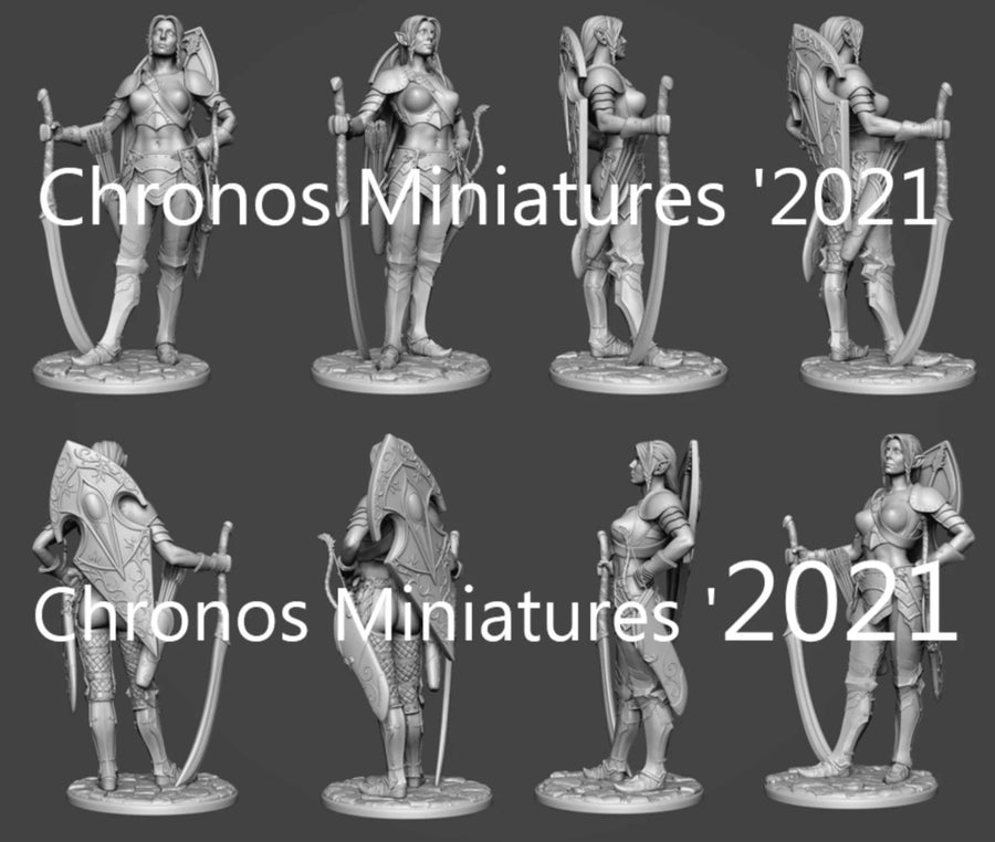 Female Warrior with Sword and Shield 54mm Resin Figure Kit - 54mm resin model view 2