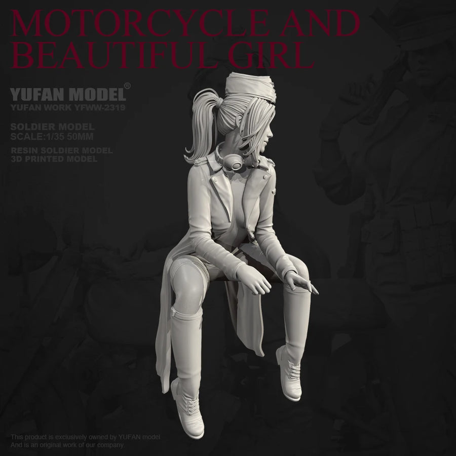 Stylized German Luftwaffe Female Officer Seated Figure 1/35 Resin Kit - resin model view 3