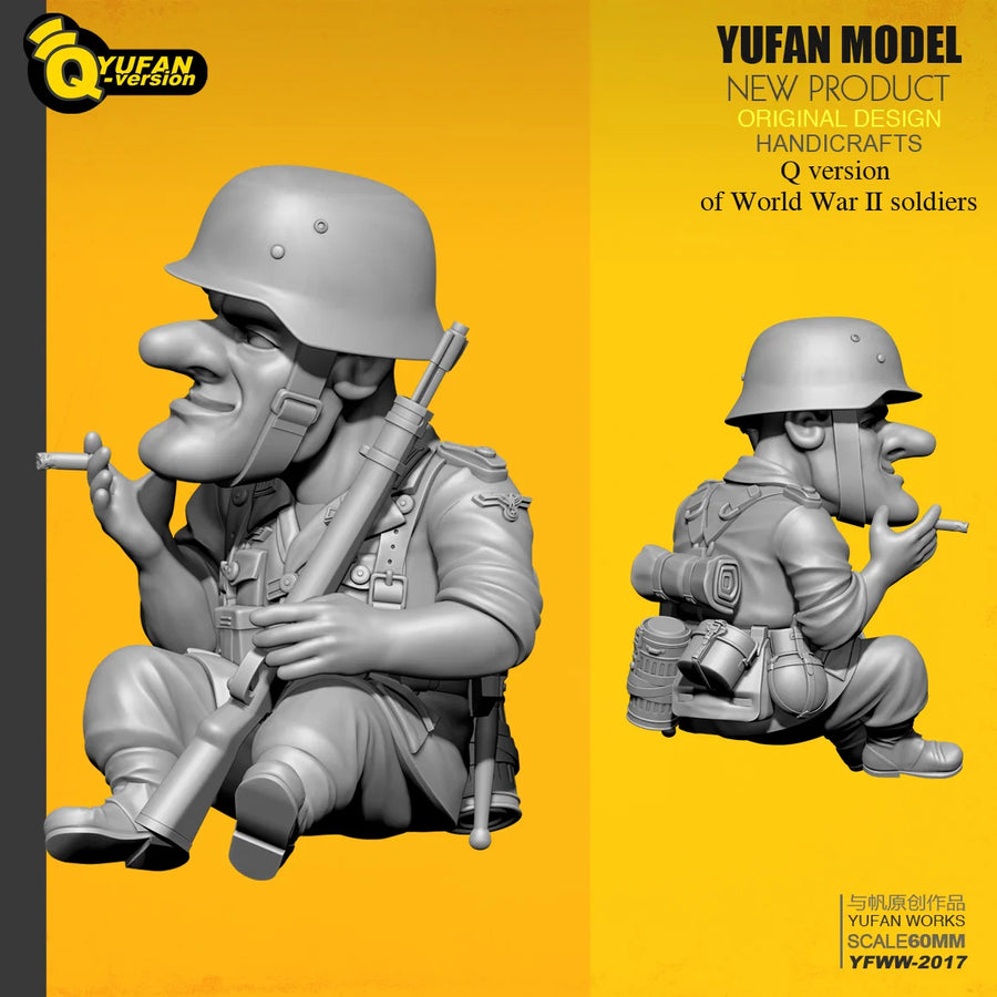 WWII German Soldier with Helmet 1/35 Resin Figure Kit - 1/35 resin model view 2