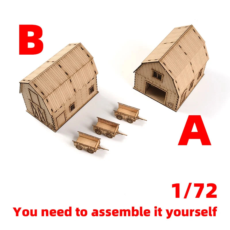 Farm Warehouse & Granary Barn Diorama Set 1:72 Resin Model Kit - 1/72 resin model view 6