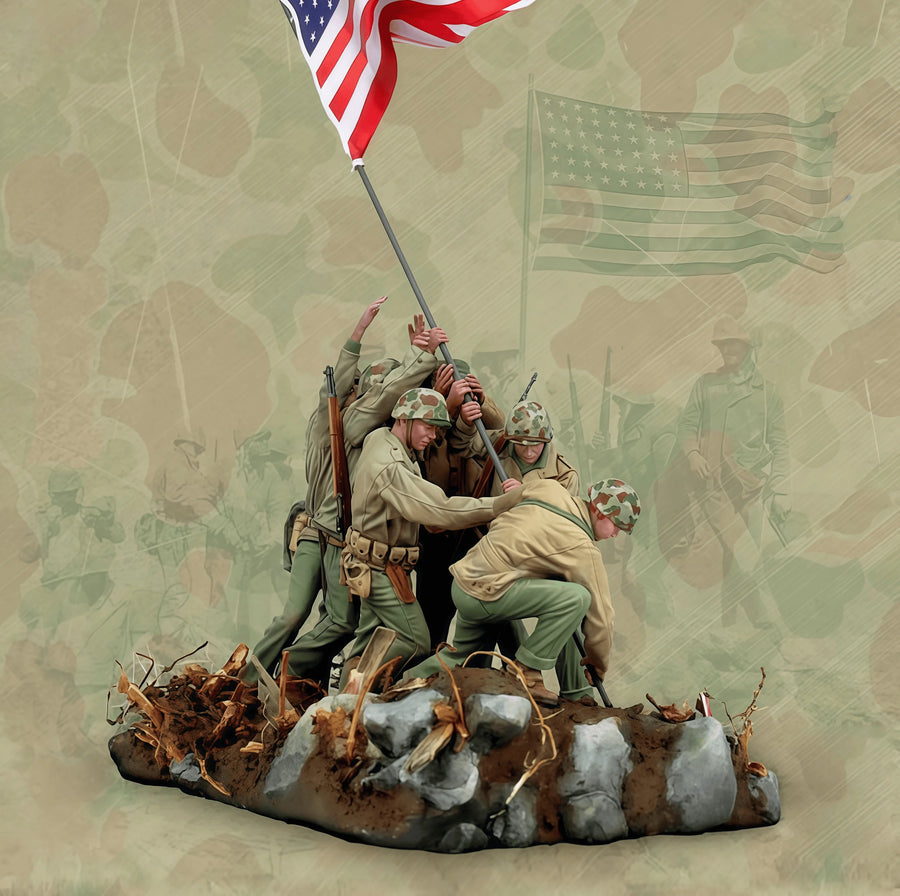 Iwo Jima Flag Raising Soldiers 1:35 Resin Diorama Kit - 1/35 resin model view 2