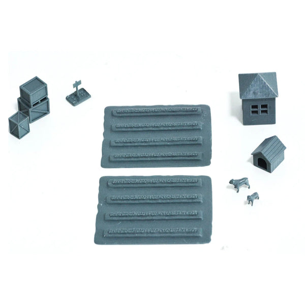 Farm Railway Diorama Set with Houses & Crops 1/87 Resin Model Kit