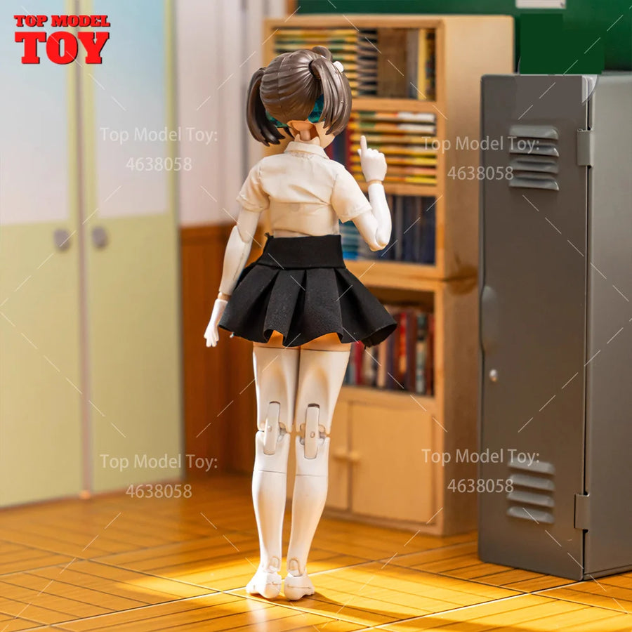 Anime School Girl in Black Cape and Dress Shirt 1/12 Resin Figure - 1/12 resin model view 2