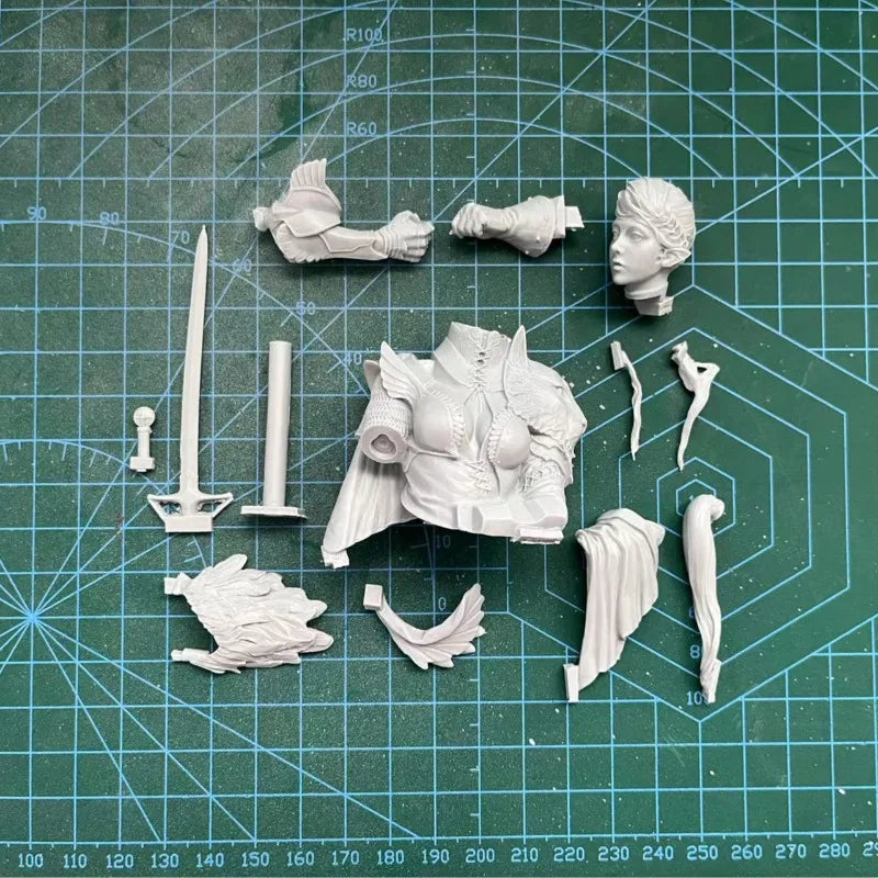 Fantasy Female Elf Warrior with Wing Pauldrons 1/10 Resin Bust Kit - resin model view 5