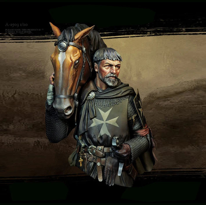 Medieval Knight Templar with Horse 1/10 Resin Bust - 1/10 resin model view 3