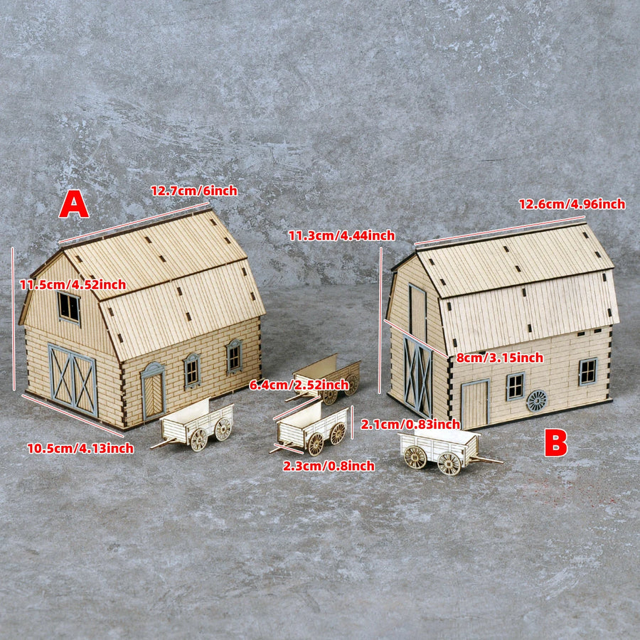 Farm Warehouse & Granary Barn Diorama Set 1:72 Resin Model Kit - 1/72 resin model view 2