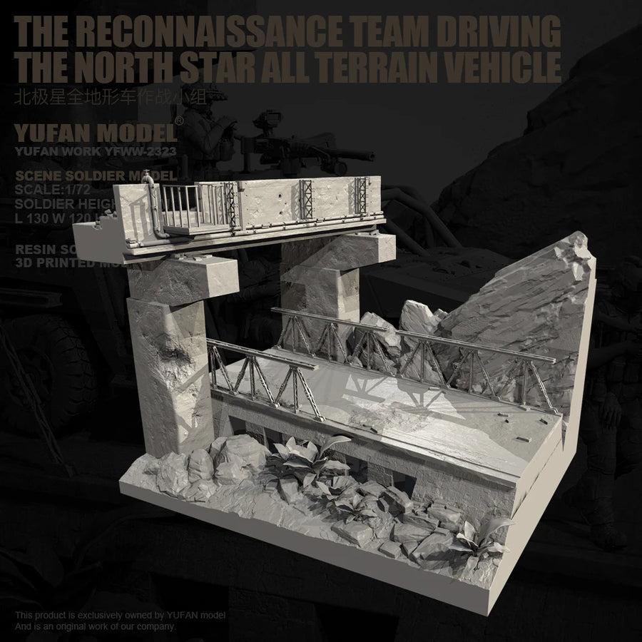 Modern Ruined Fortification Diorama Base 1/72 Resin Terrain Kit - resin model view 3
