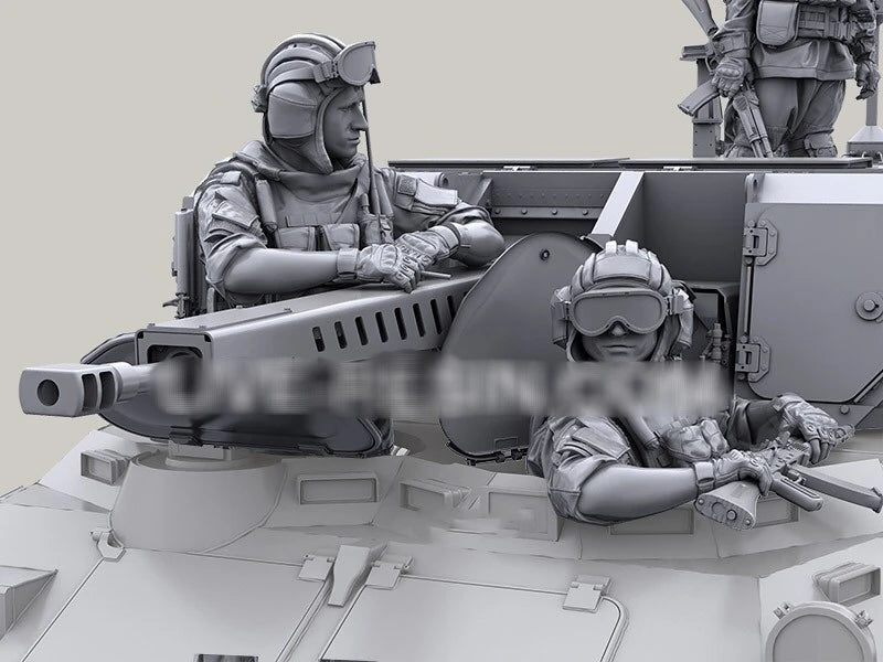 Sci-Fi Futuristic Armored Vehicle Turret with 2 Crew Figures 1/35 Resin Kit - resin model view 2