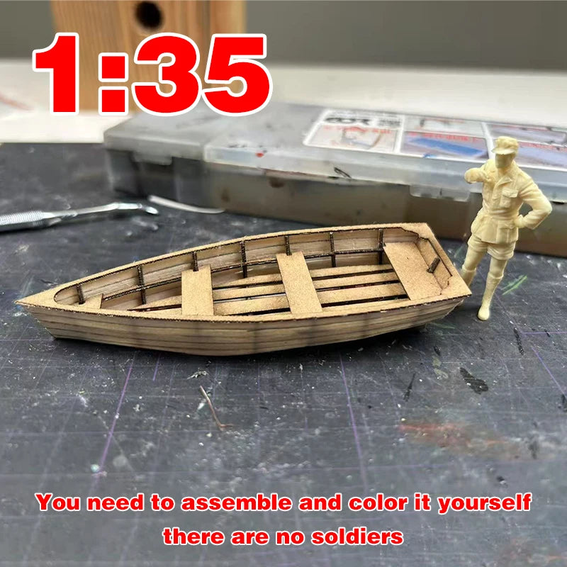 Classical Wooden Rowboat 1/35 Resin Model Kit with Oars - 1/35 resin model view 2