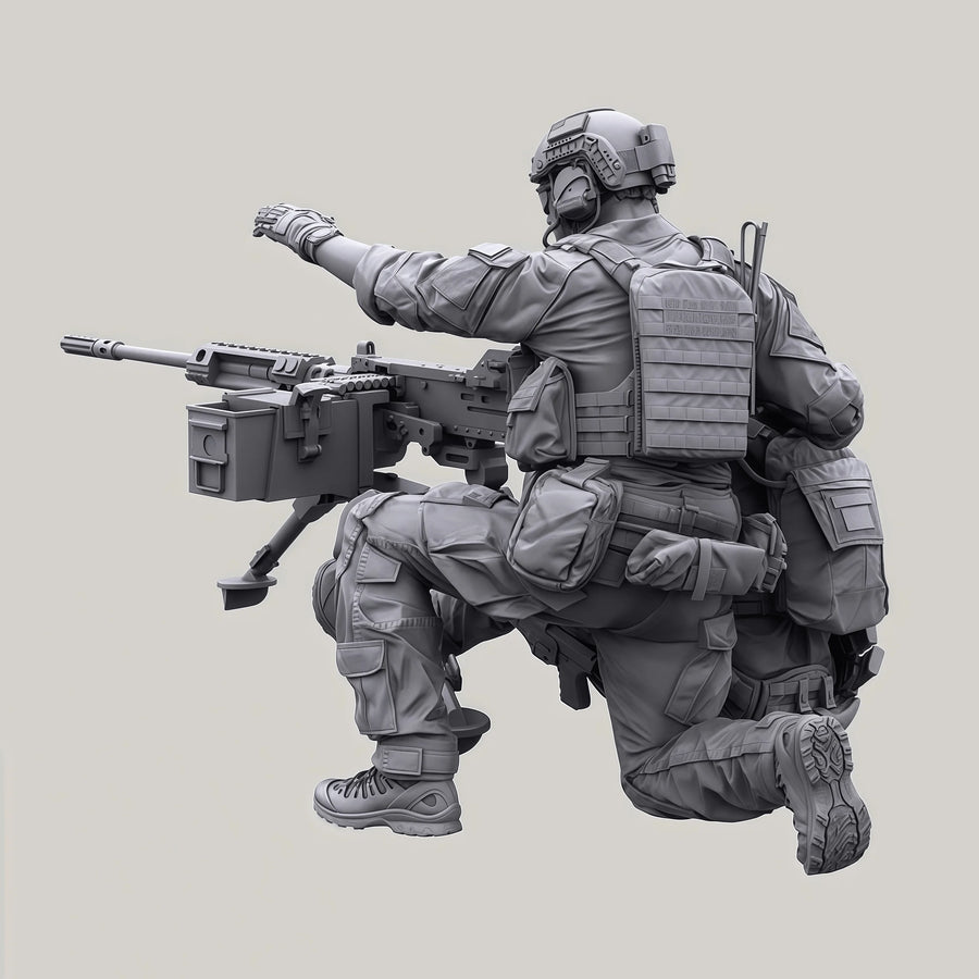 Special Forces Machine Gunner 2-Figure Set 1/35 Resin Kit - 1/35 resin model view 2