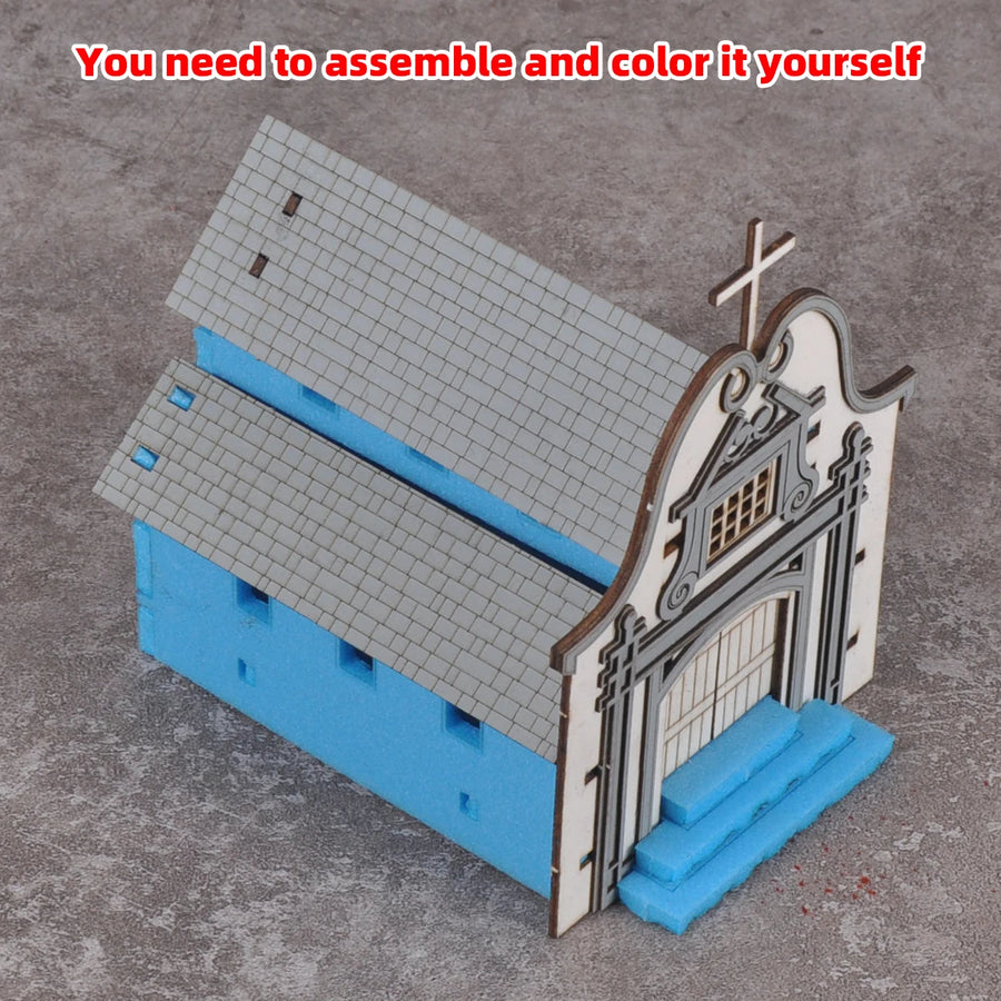 European Church Cathedral with Bell Tower 1:72 Resin Terrain Model Kit - 1/72 resin model view 3
