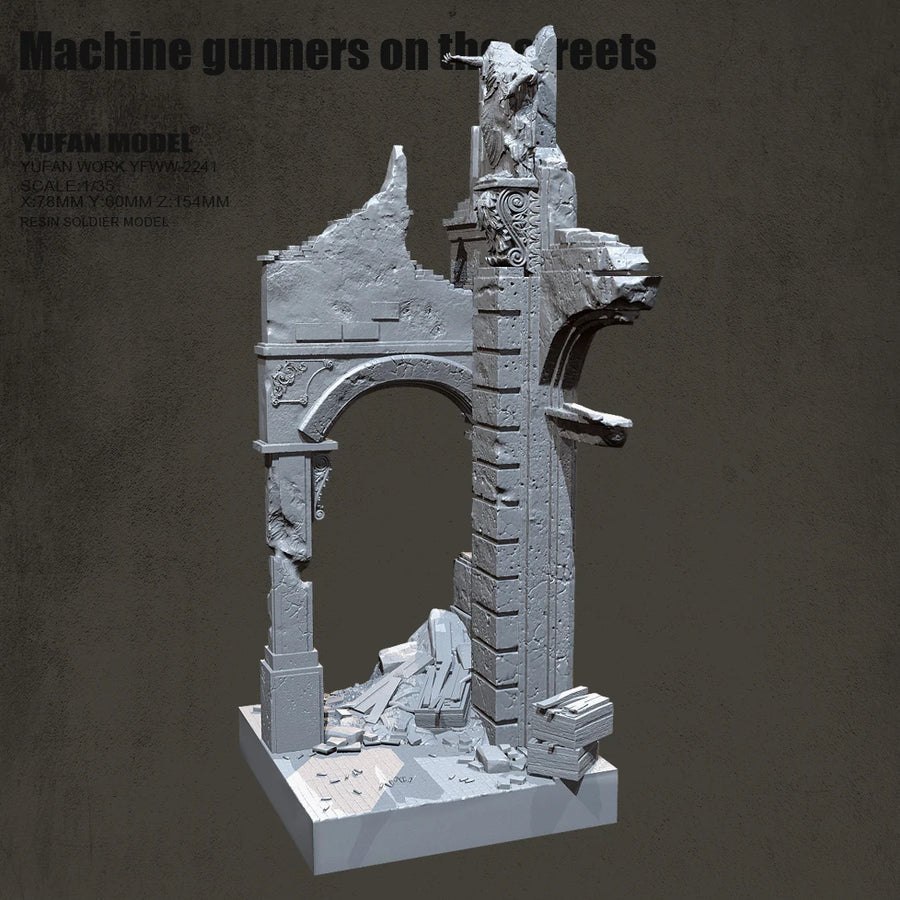 Destroyed Urban Building Machine Gunner Diorama 1/35 Resin Kit - 1/35 resin model view 4