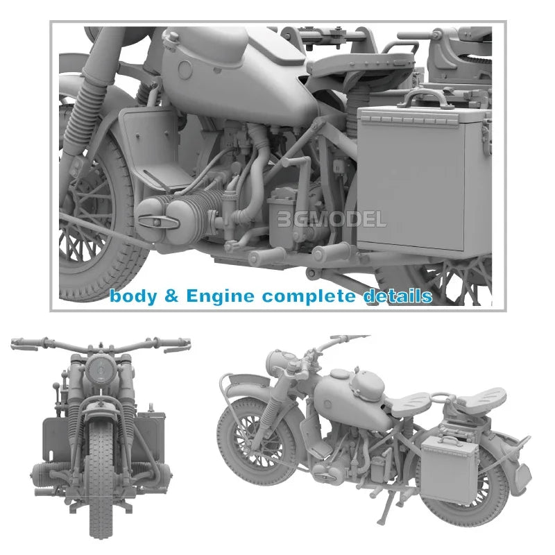 German R75 Solo Military Motorcycle 1/16 Resin Model Kit - 1/16 resin model view 4