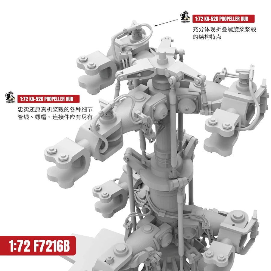 Ka-52K Helicopter Propeller Hub Assembly 1/72 Resin Model Kit - 1/72 resin model view 4