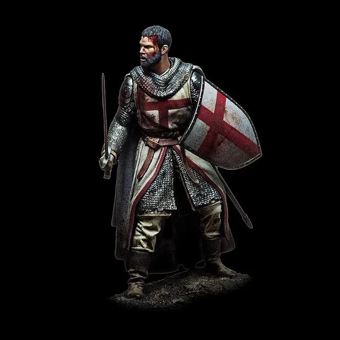 Templar Knight with Red Cross Shield - 75mm Resin Figure Kit - 75mm resin model view 2